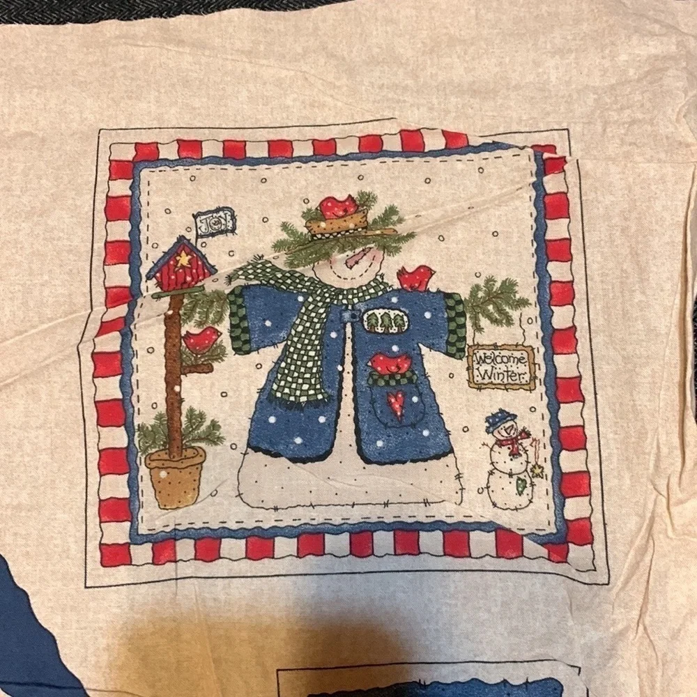 Vintage Peace Love Joy Christmas tree skirt sewing panel New